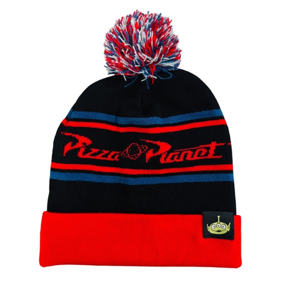Disney Pixar Toy Story Pizza Planet Beanie Hat with Pom One Size Alien Black Red - Picture 1 of 7